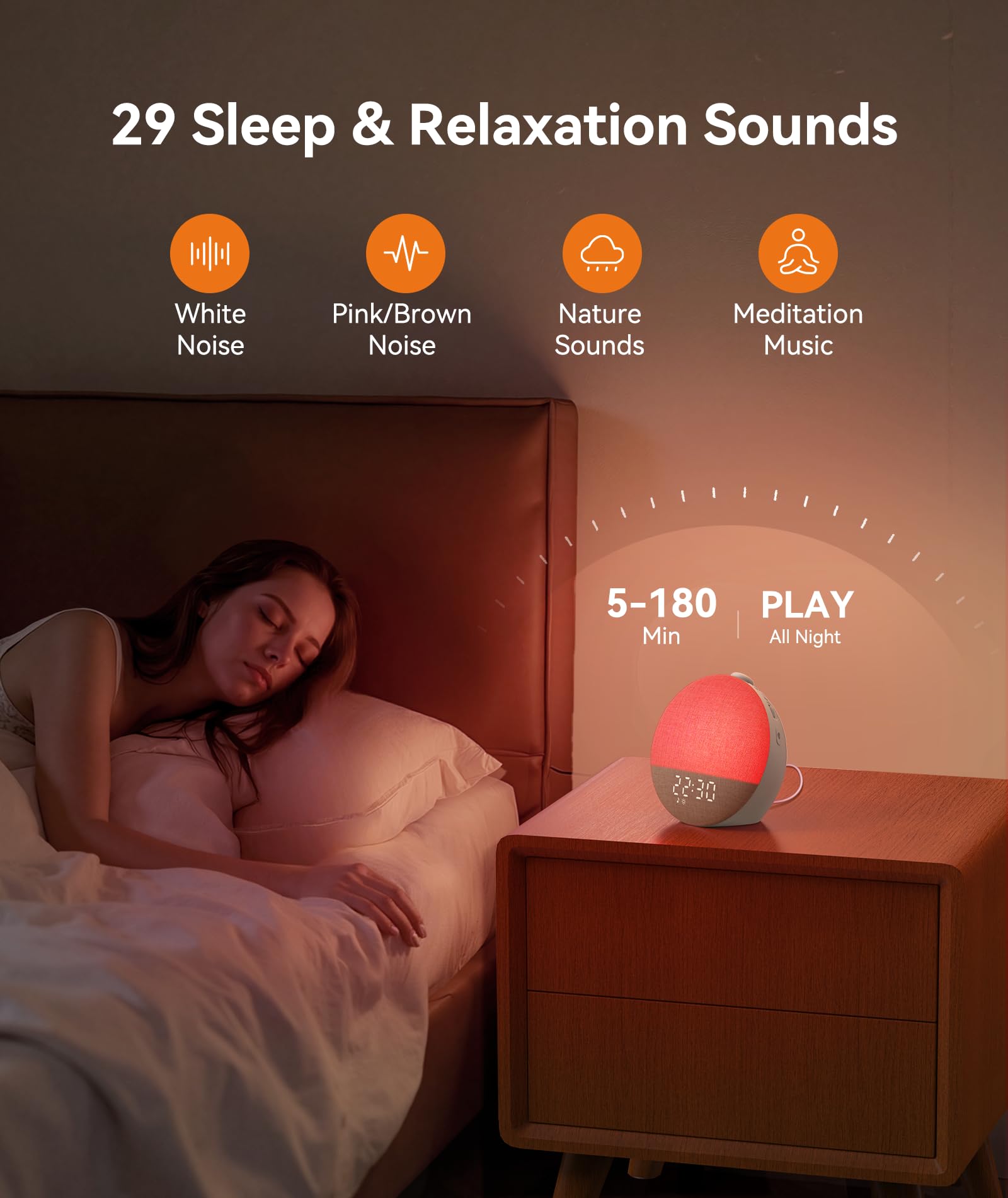 Dreamegg Sunrise 2 multi functional clock displaying a calm blue ambient color mode for evening relaxation