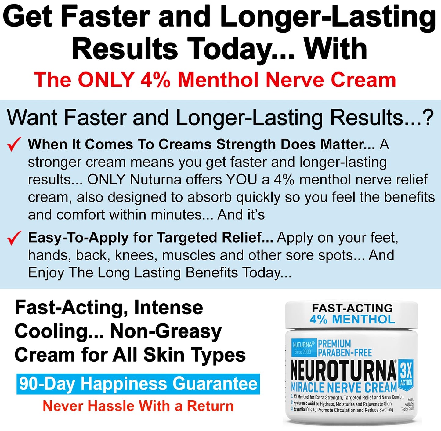 Back of Nuturna Neuropathy Nerve Relief Cream jar with ingredients