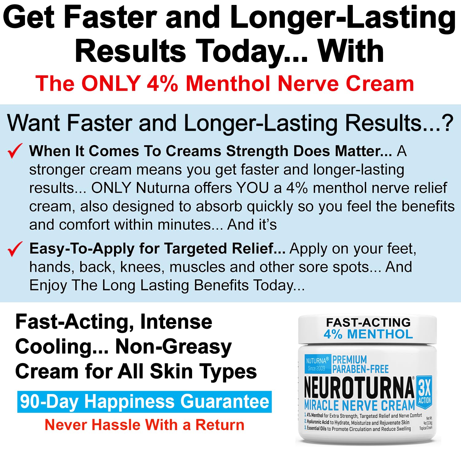 Back of Nuturna Neuropathy Nerve Relief Cream jar with ingredients
