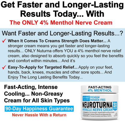 Back of Nuturna Neuropathy Nerve Relief Cream jar with ingredients