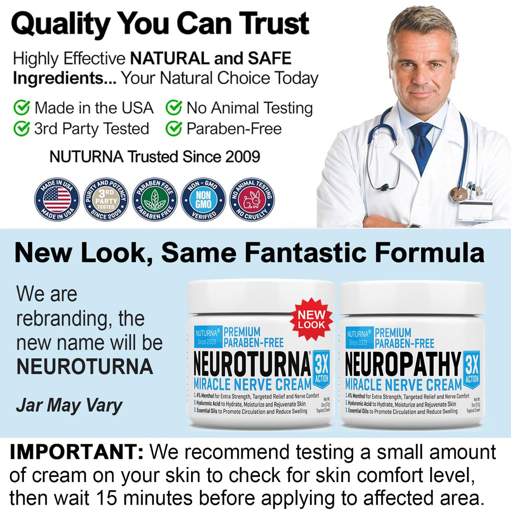 Nuturna nerve relief cream application on foot for neuropathy support