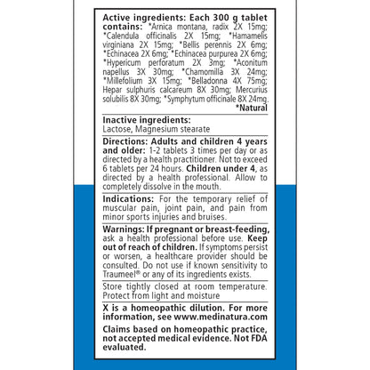 MediNatura Traumeel 100 tablets bottle label details