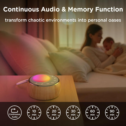 Peakeep sound relaxation device demonstrating the three-step dimming levels of the warm gold light mode.