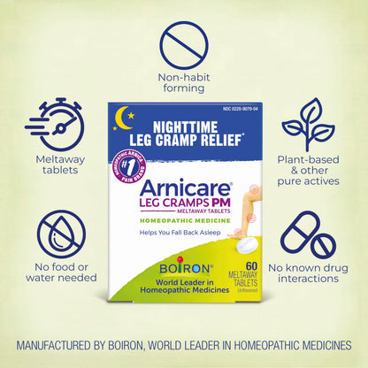 Side view of Boiron Arnicare Leg Cramps PM bottle