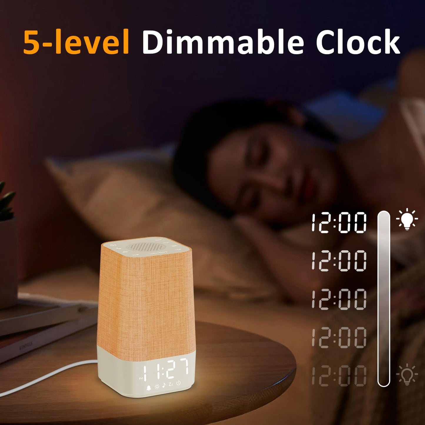 Side angle view of the Wkzay sunrise lamp illustrating the universal serial bus power input port placement