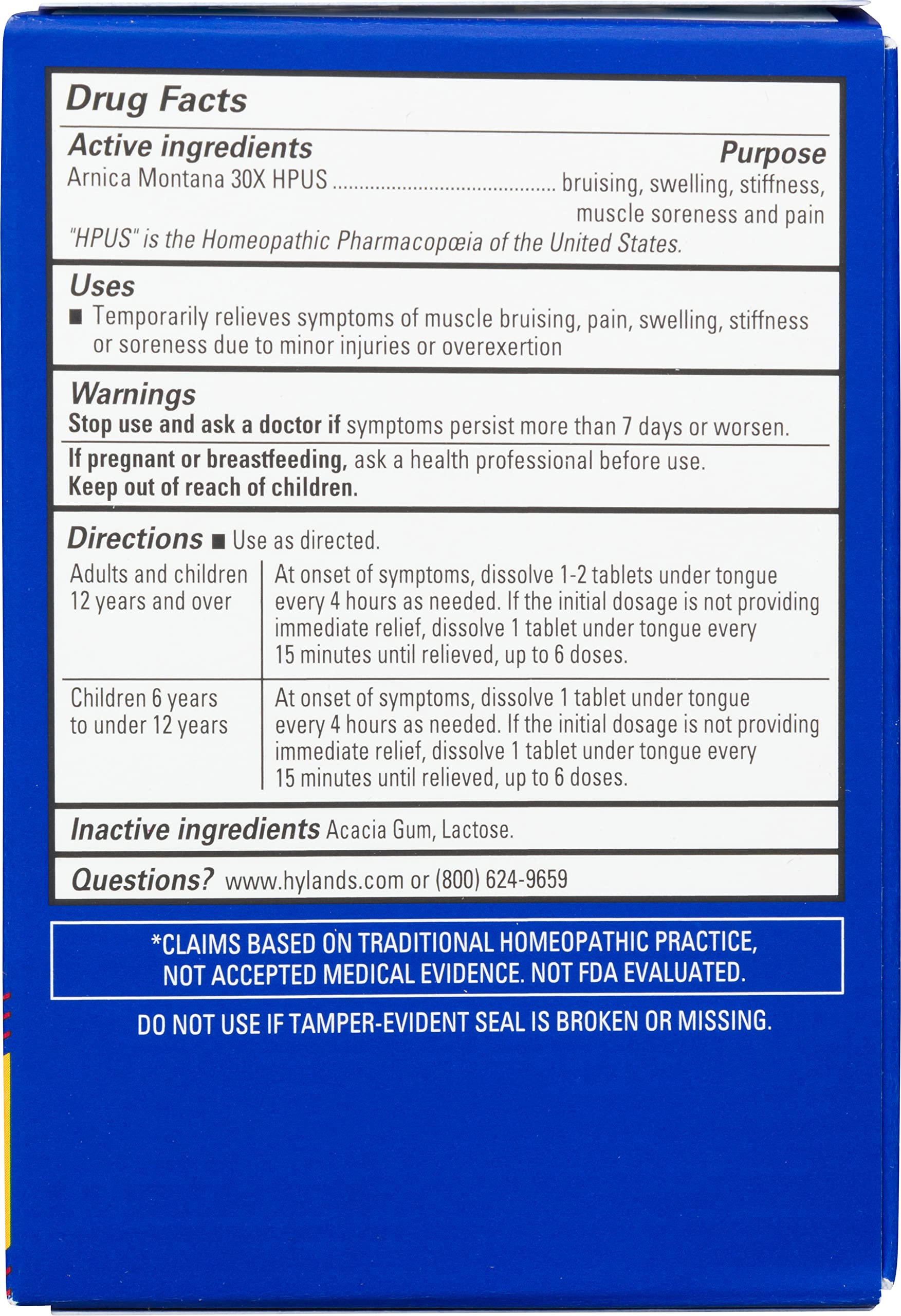 Three pack bundle of Hyland's Arnica 30x tablets for muscle soreness