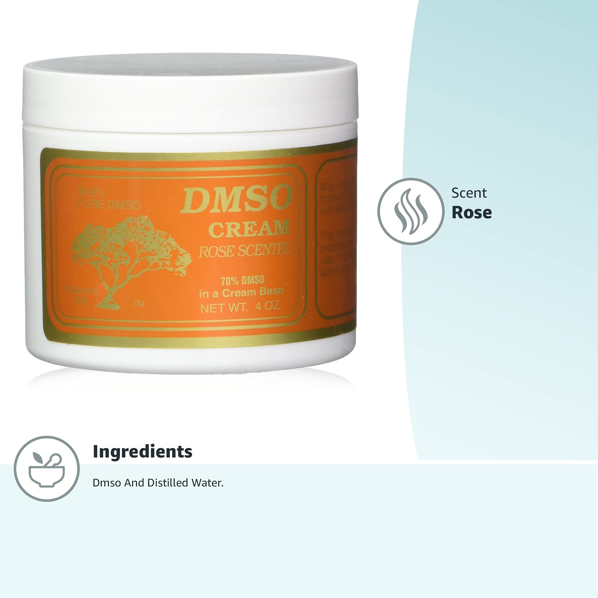 Natures Gift DMSO Cream Rose Scented white cream texture application