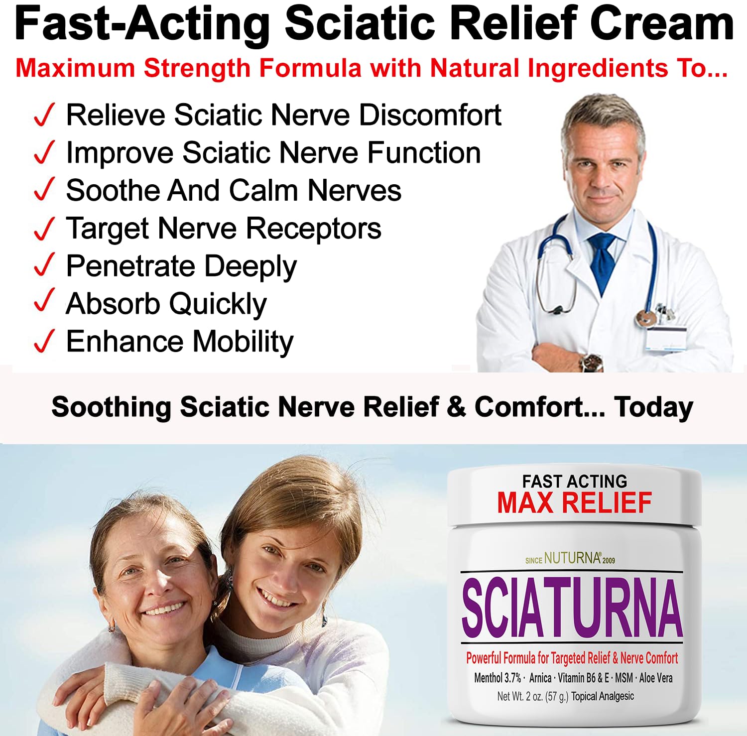 Nuturna topical analgesic cream jar showing ingredients and strength