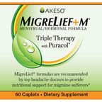 MigreLief+M 60 caplets bottle for women's neurological health