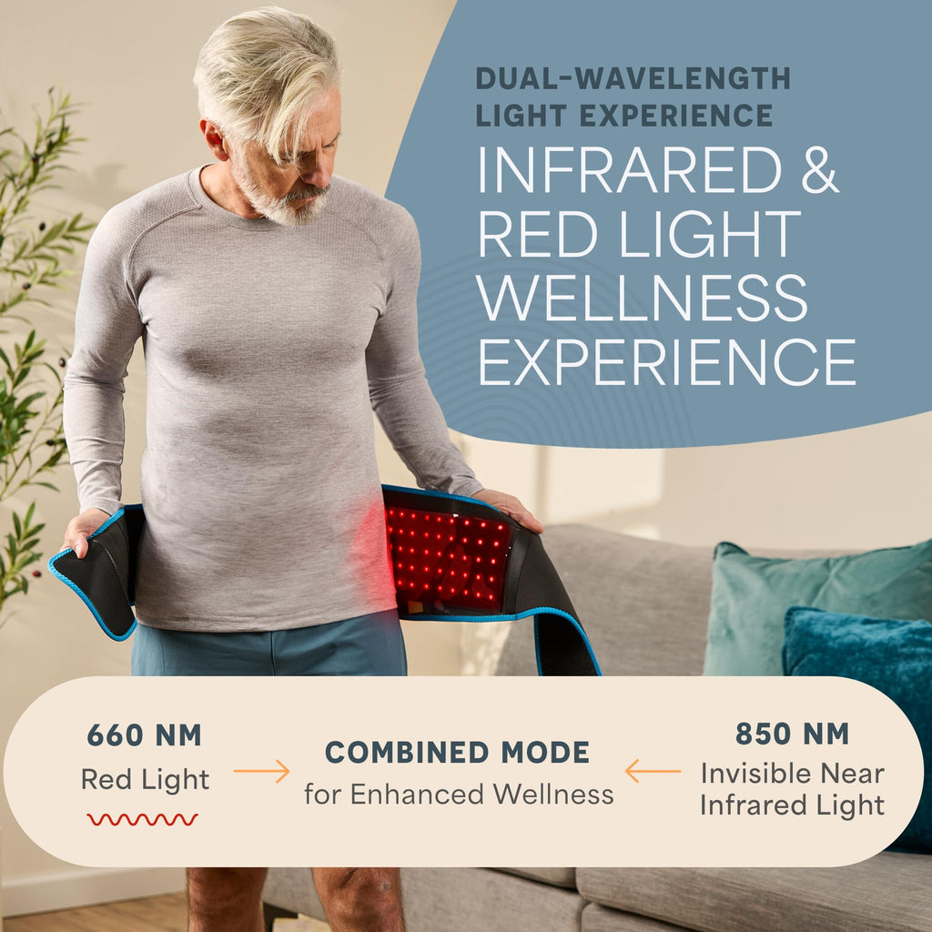 Lifepro wellness belt shown on shoulder and upper back