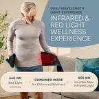 Lifepro wellness belt shown on shoulder and upper back