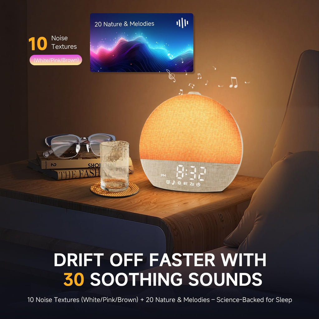 Geuuap sleep aid machine showcasing top control buttons and volume adjustment roller.