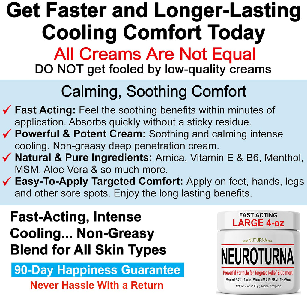 Back of Nuturna nerve cream packaging with usage directions