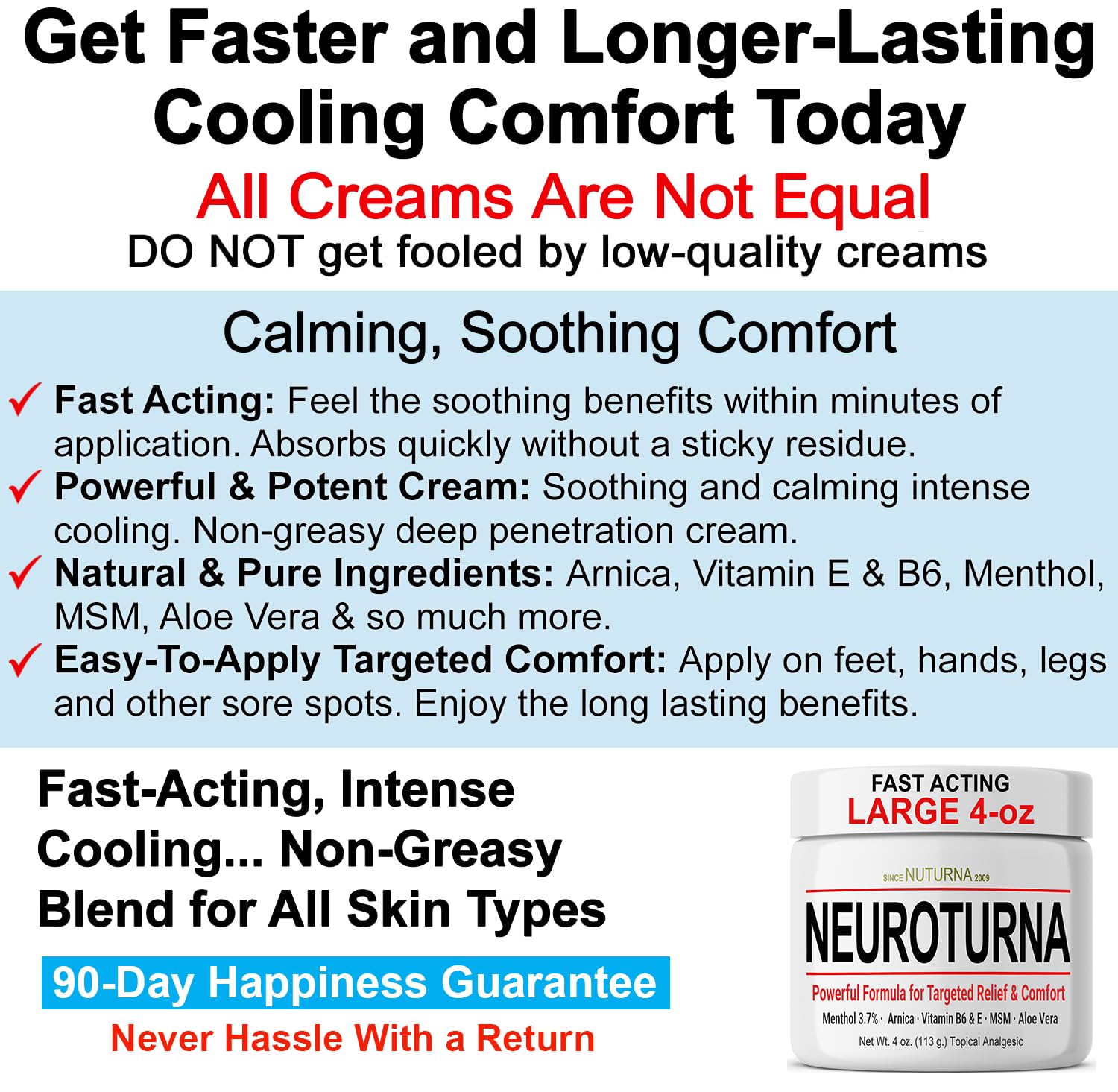 Back of Nuturna nerve cream packaging with usage directions
