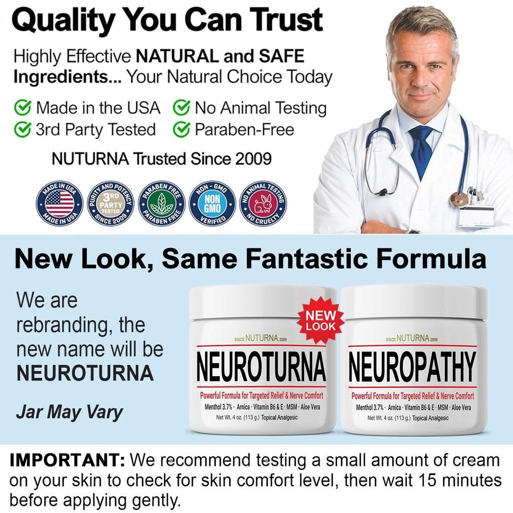 Nuturna nerve relief cream USA imported authentic label detail