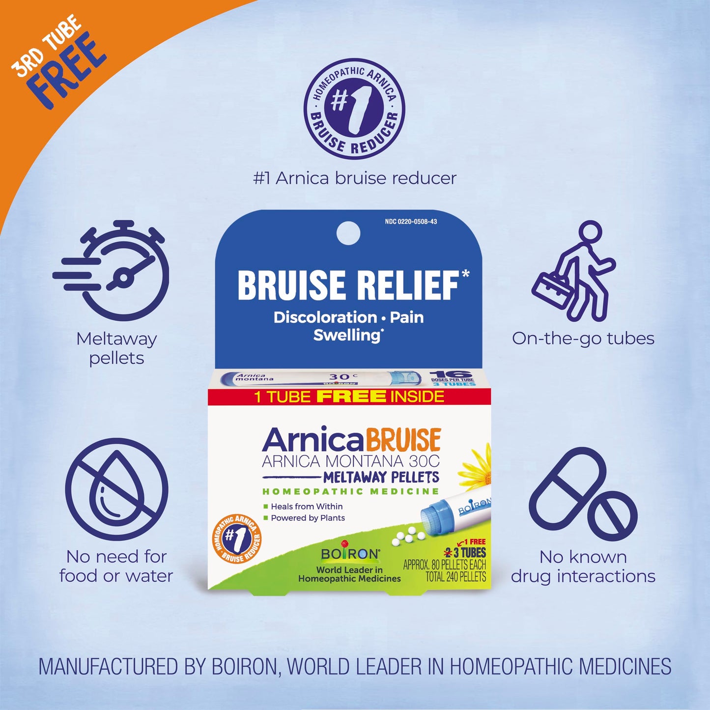 Boiron Arnica Bruise homeopathic pellets packaging