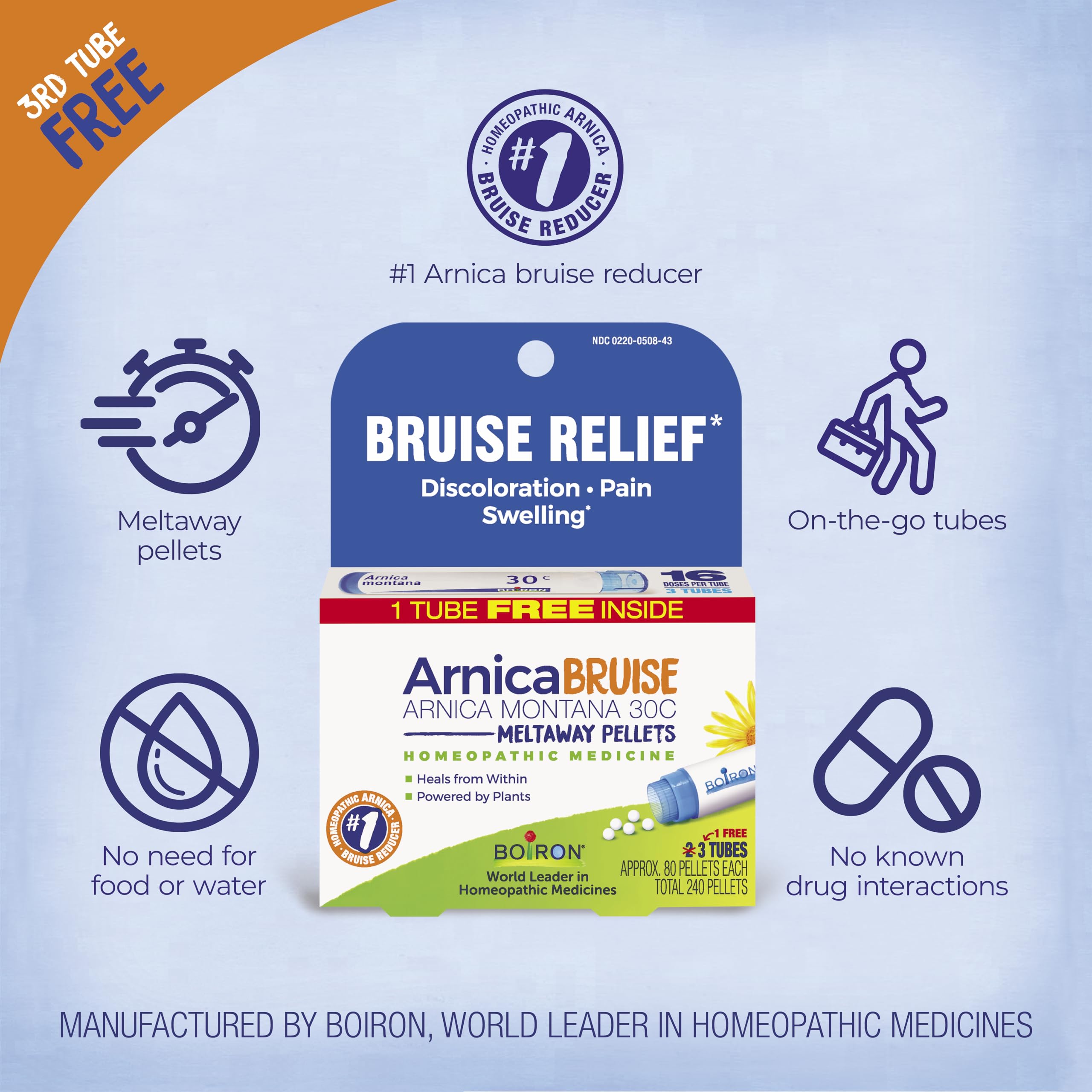 Boiron Arnica Bruise homeopathic pellets packaging