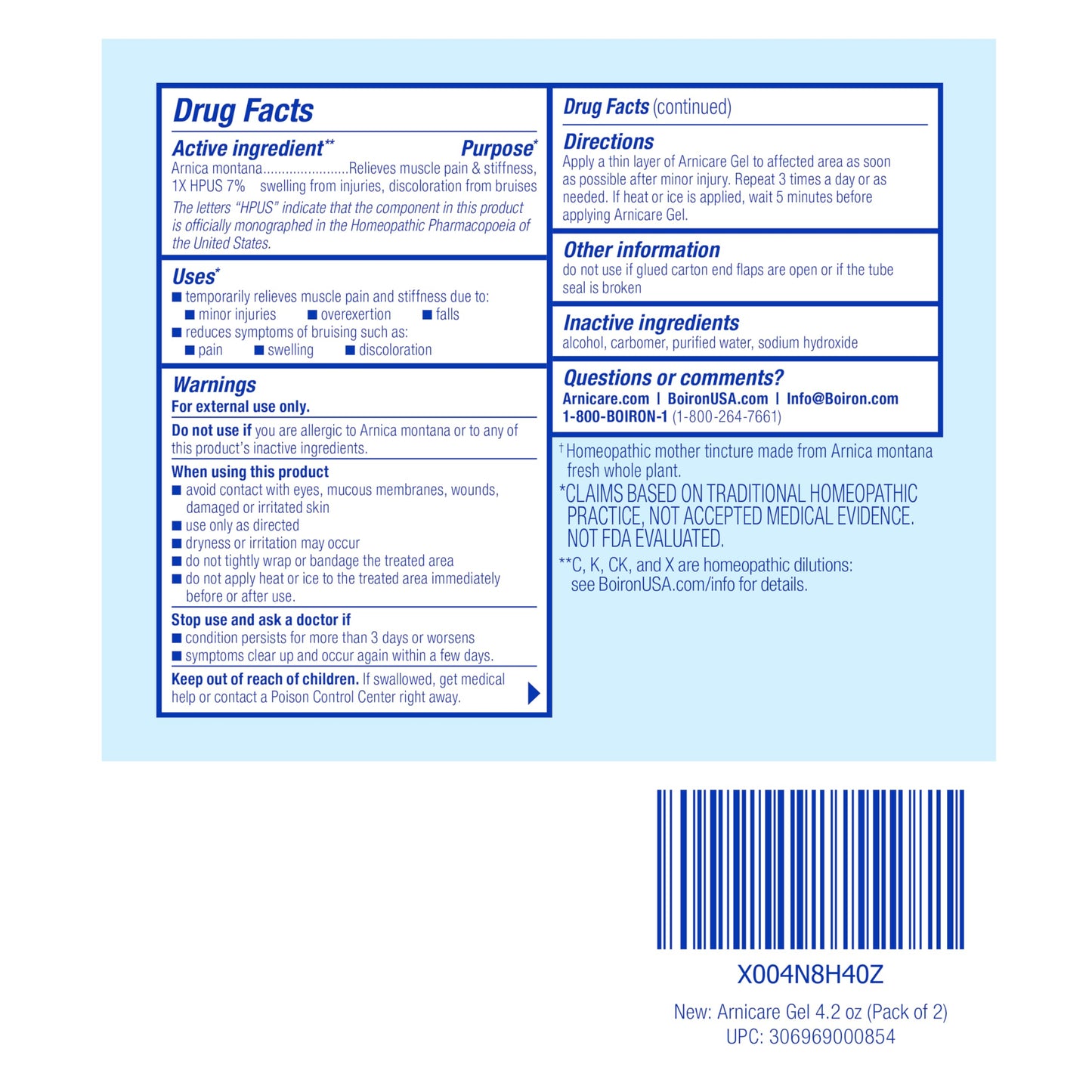Homeopathic Arnicare Gel for joint stiffness and injury support