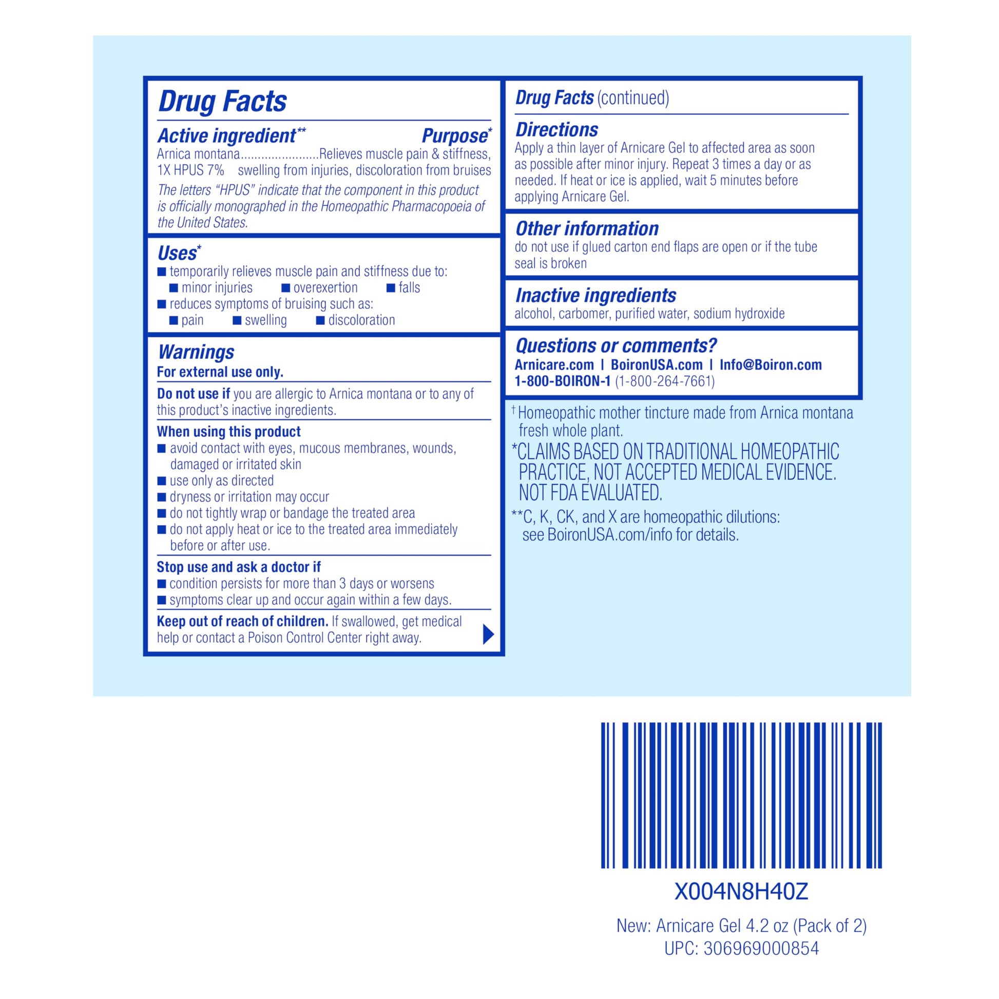 Homeopathic Arnicare Gel for joint stiffness and injury support