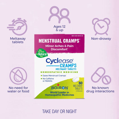 Back of Boiron Cyclease Cramps box showing ingredients
