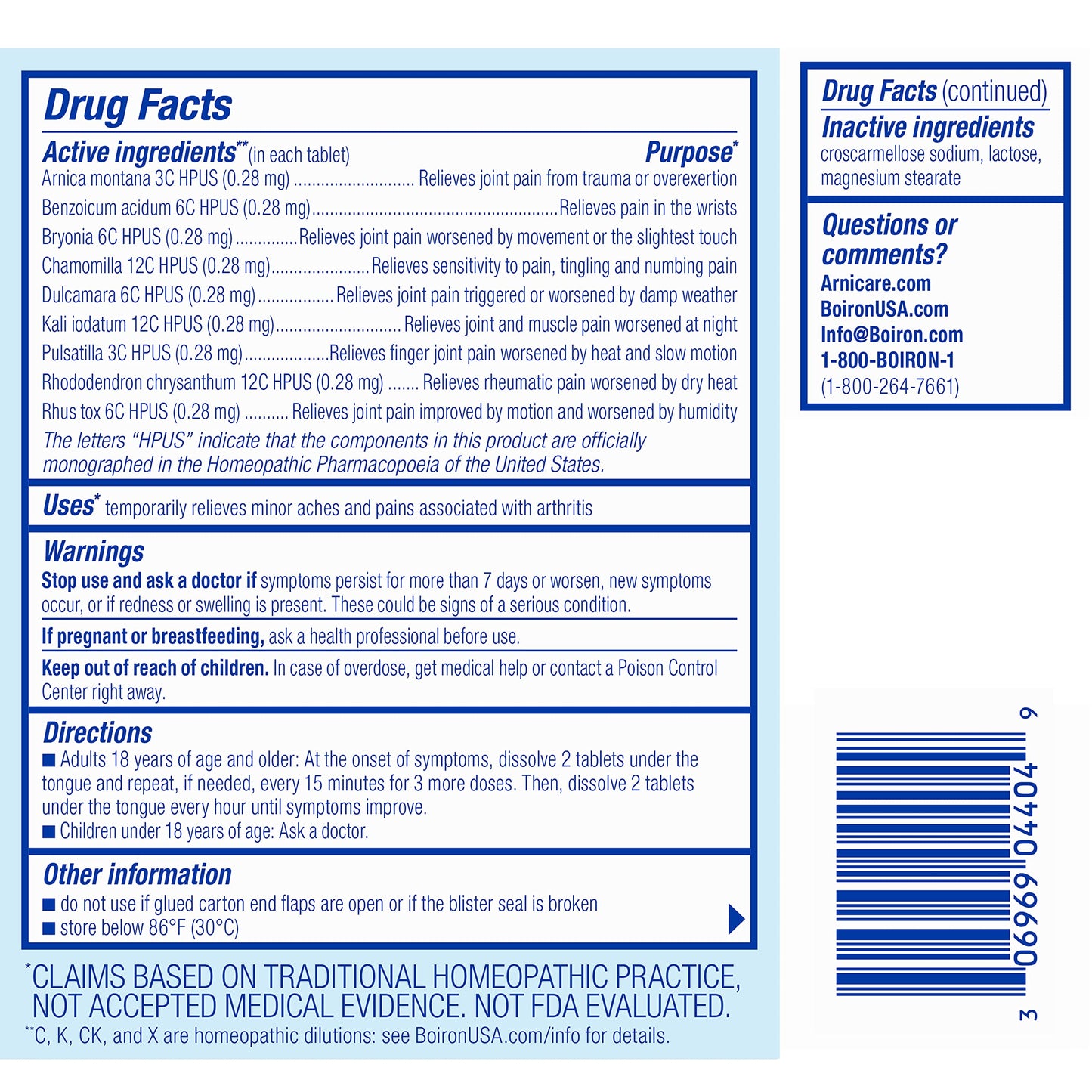 USA imported Boiron Arnicare Arthritis meltaway tablets 60 count