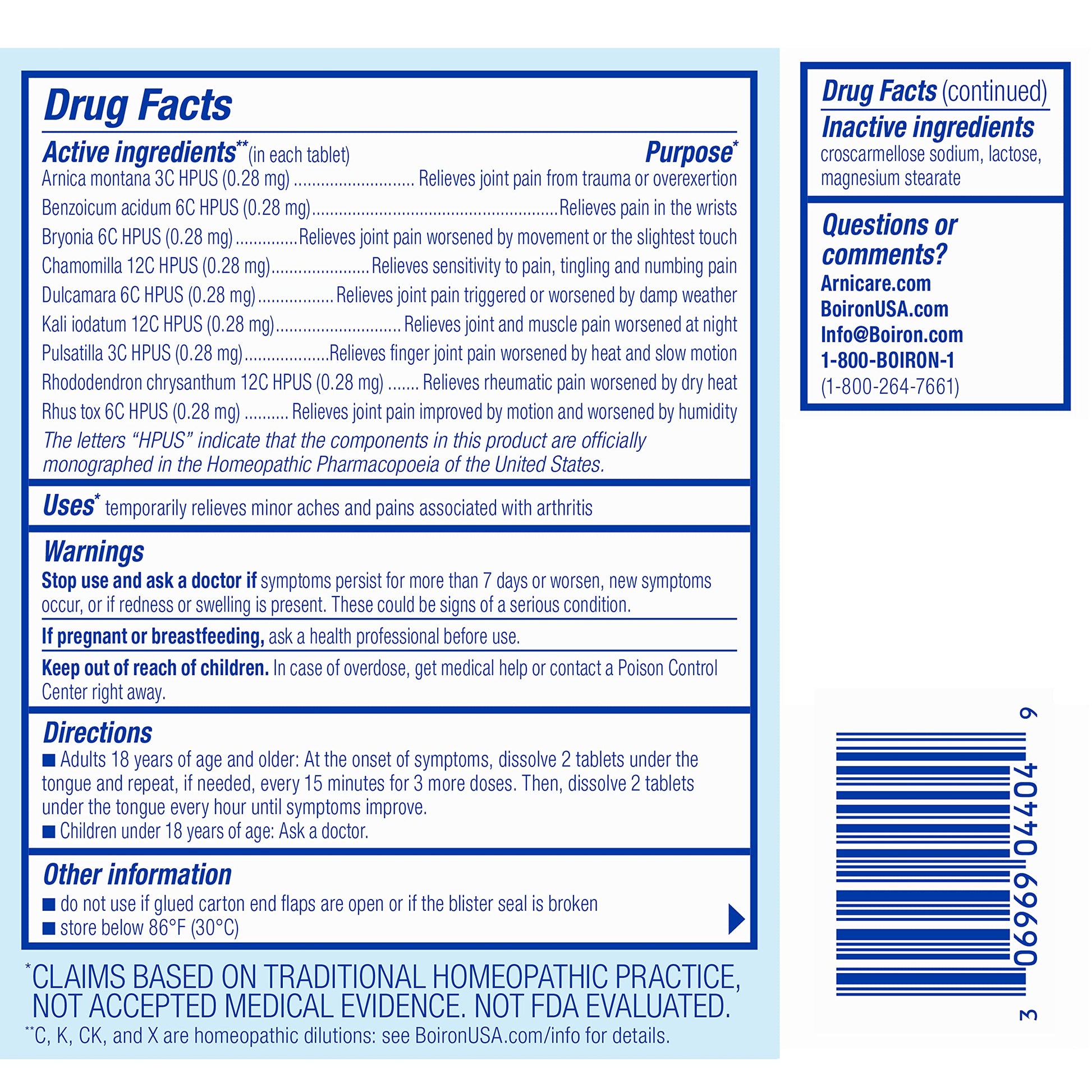 USA imported Boiron Arnicare Arthritis meltaway tablets 60 count