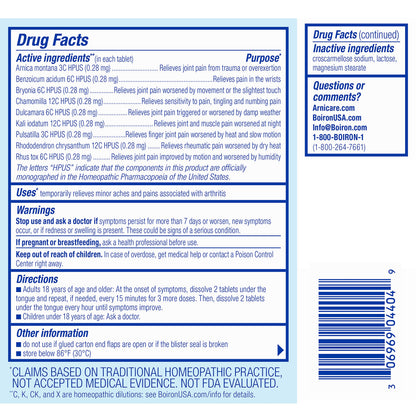 USA imported Boiron Arnicare Arthritis meltaway tablets 60 count