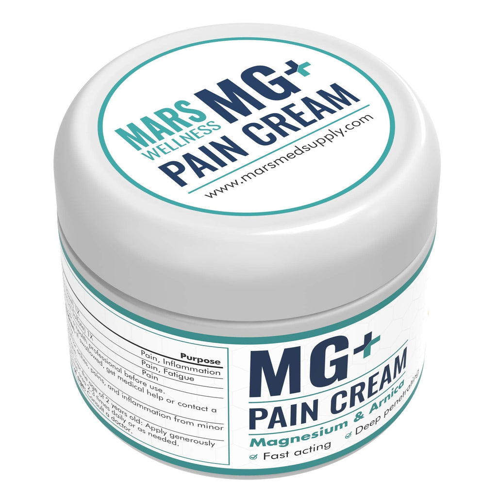 Close up of Mars Wellness Magnesium and Arnica cream packaging
