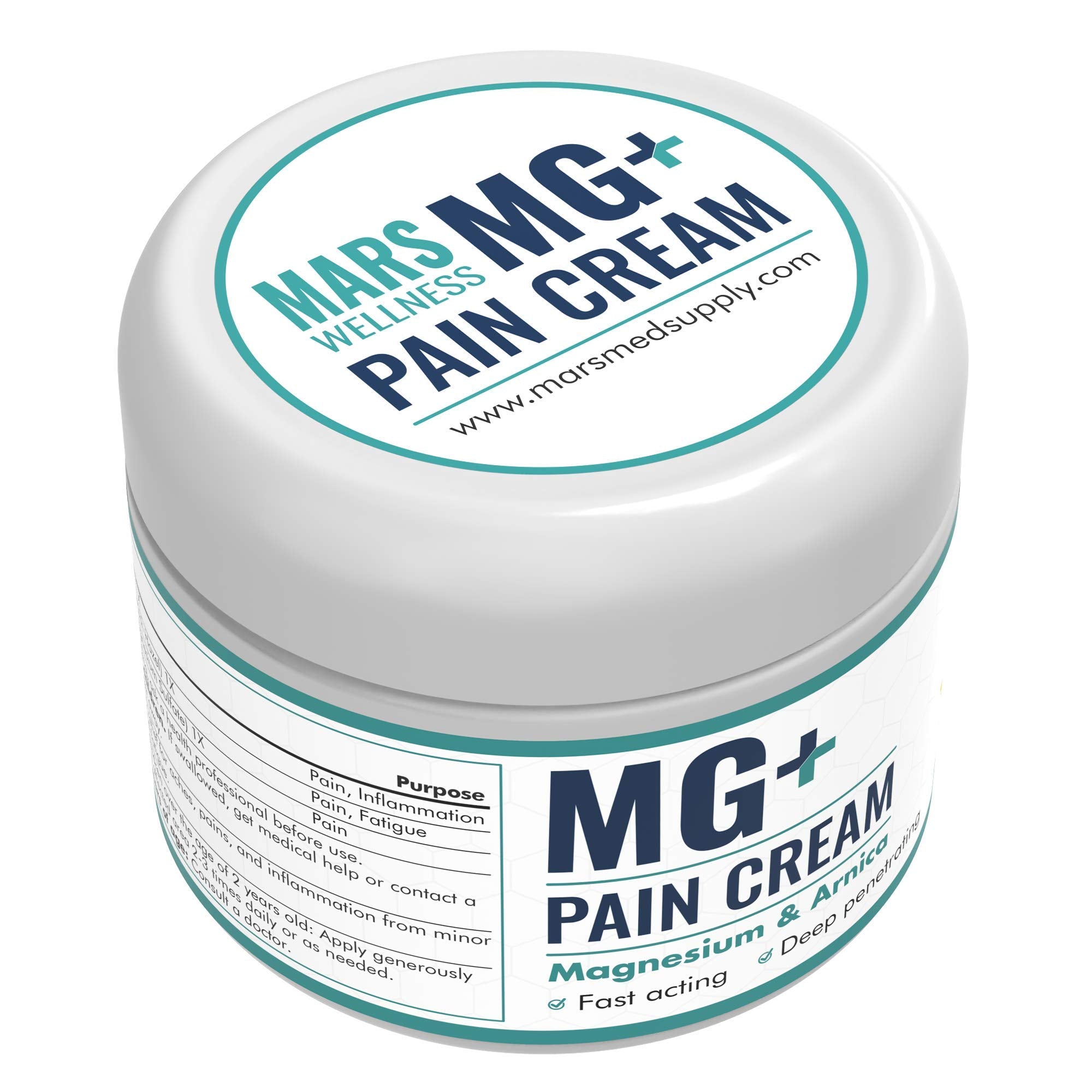 Close up of Mars Wellness Magnesium and Arnica cream packaging