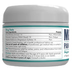 Back label of Mars Wellness MG+ Pain Cream showing ingredients