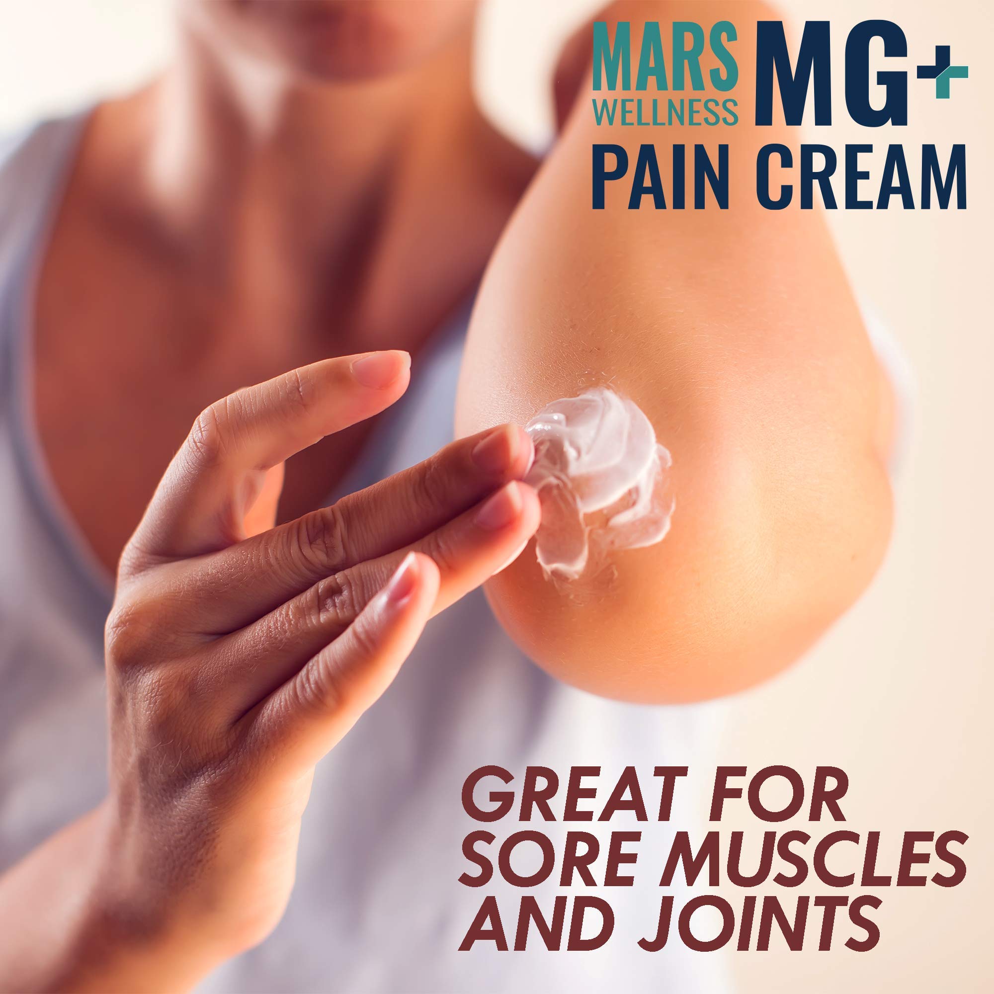 Mars Wellness pain relief cream tub next to fitness equipment