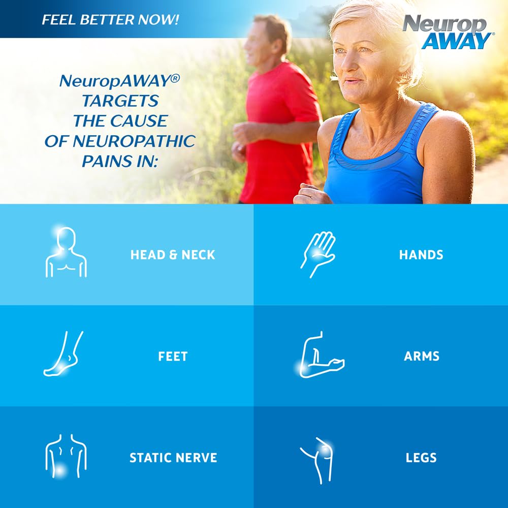 Side view of NeuropAWAY nerve health supplement bottle
