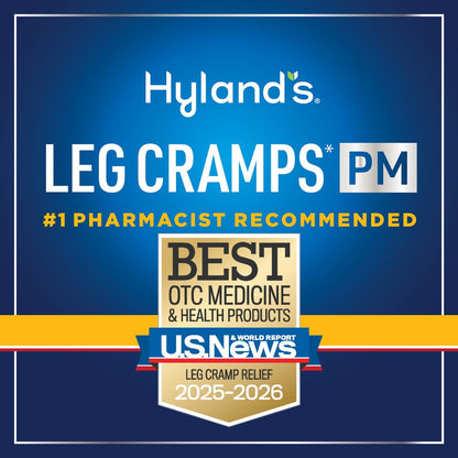 Hyland's Leg Cramps PM 100 count total branding display