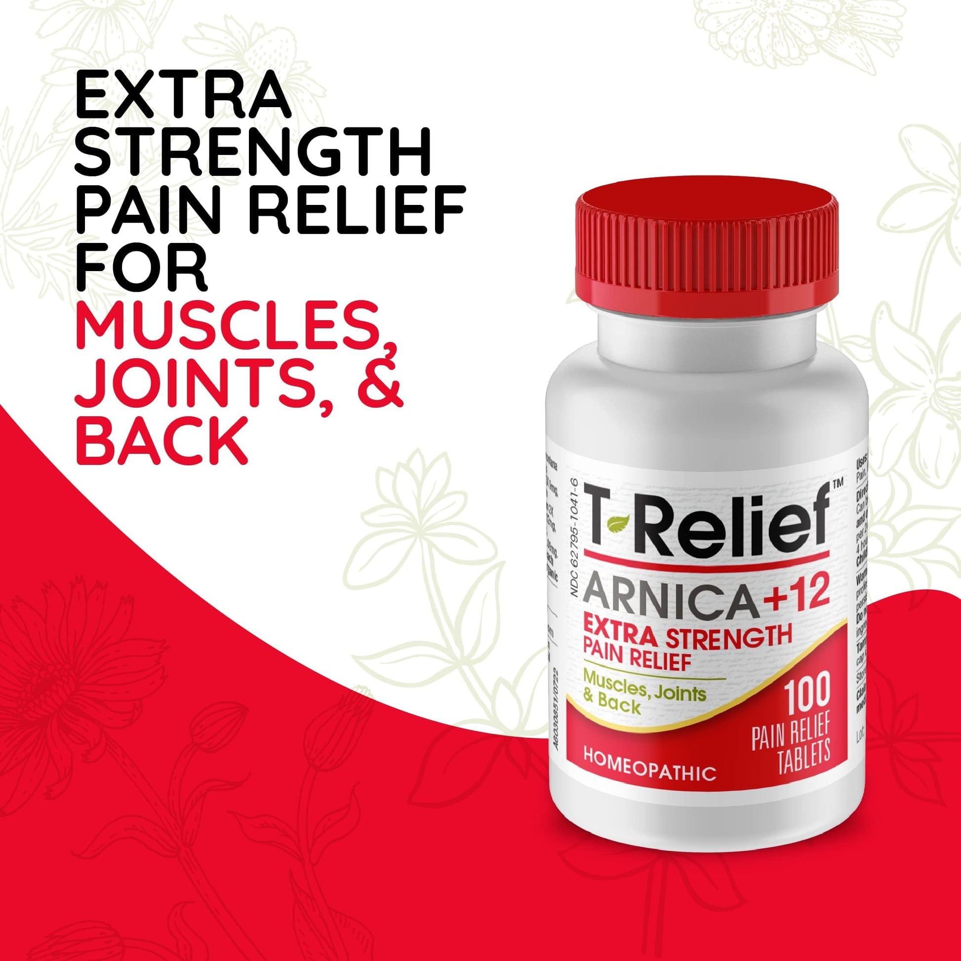 MediNatura T-Relief Arnica Plus 12 natural pain relief tablets bottle