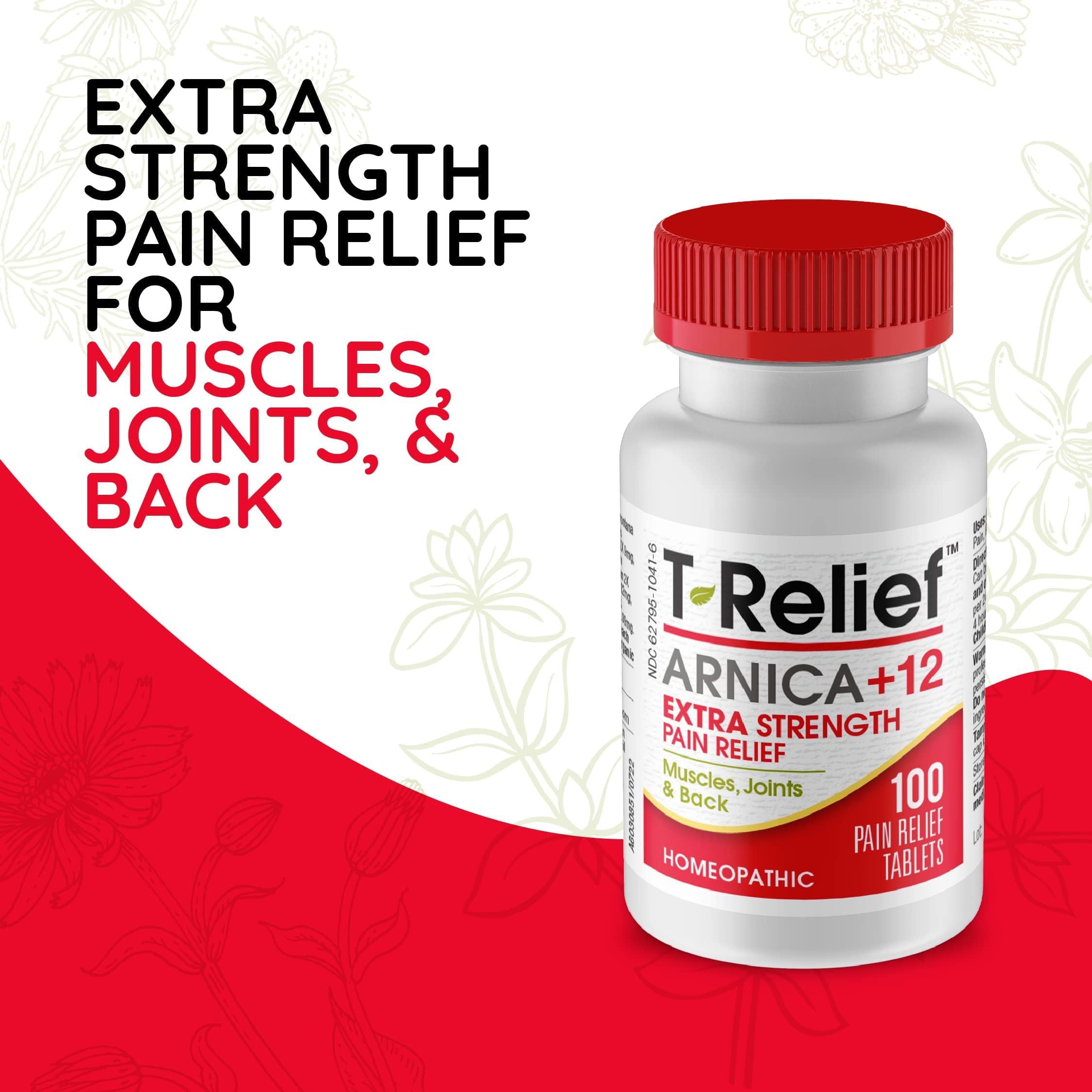 MediNatura T-Relief Arnica Plus 12 natural pain relief tablets bottle
