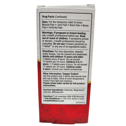 Authentic USA imported MediNatura T-Relief pain relief tablets 100 count