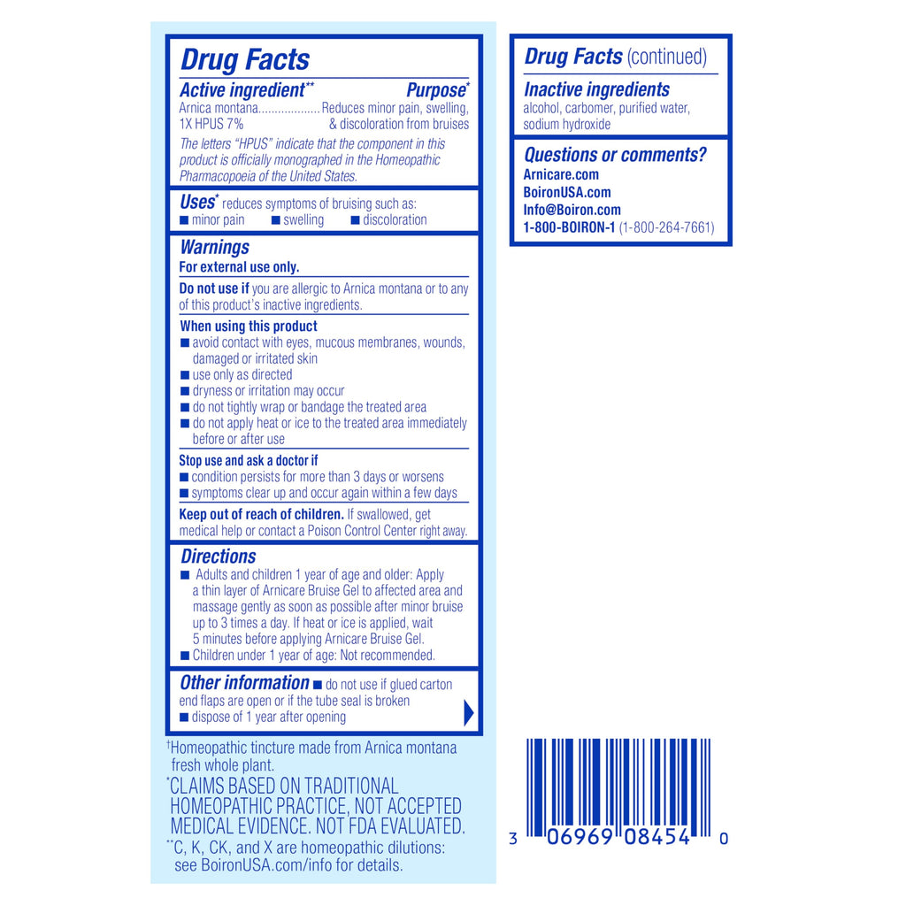 Instructions for using Boiron Arnicare Bruise Gel