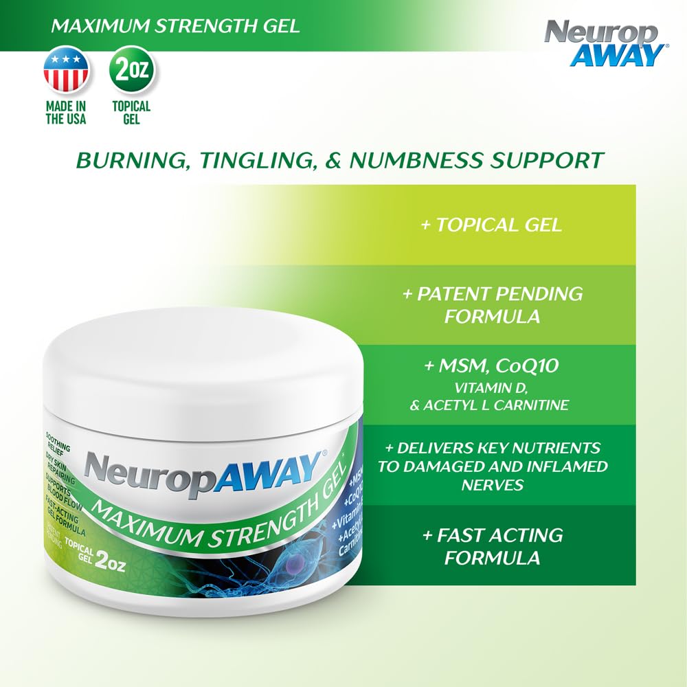 NeuropAWAY nerve support gel 2 ounce jar packaging