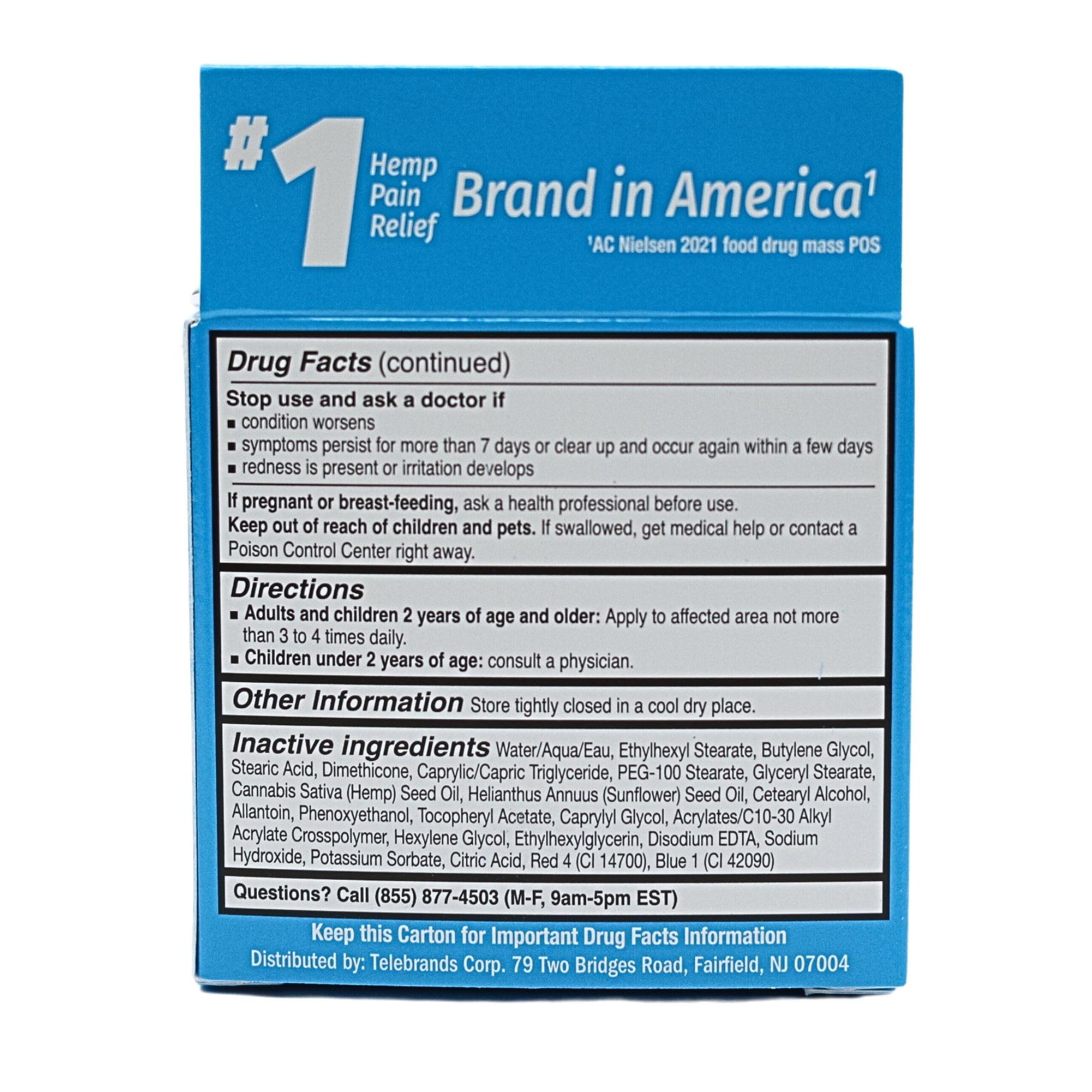 Hempvana Nerve Relief Cream packaging showing homeopathic benefits