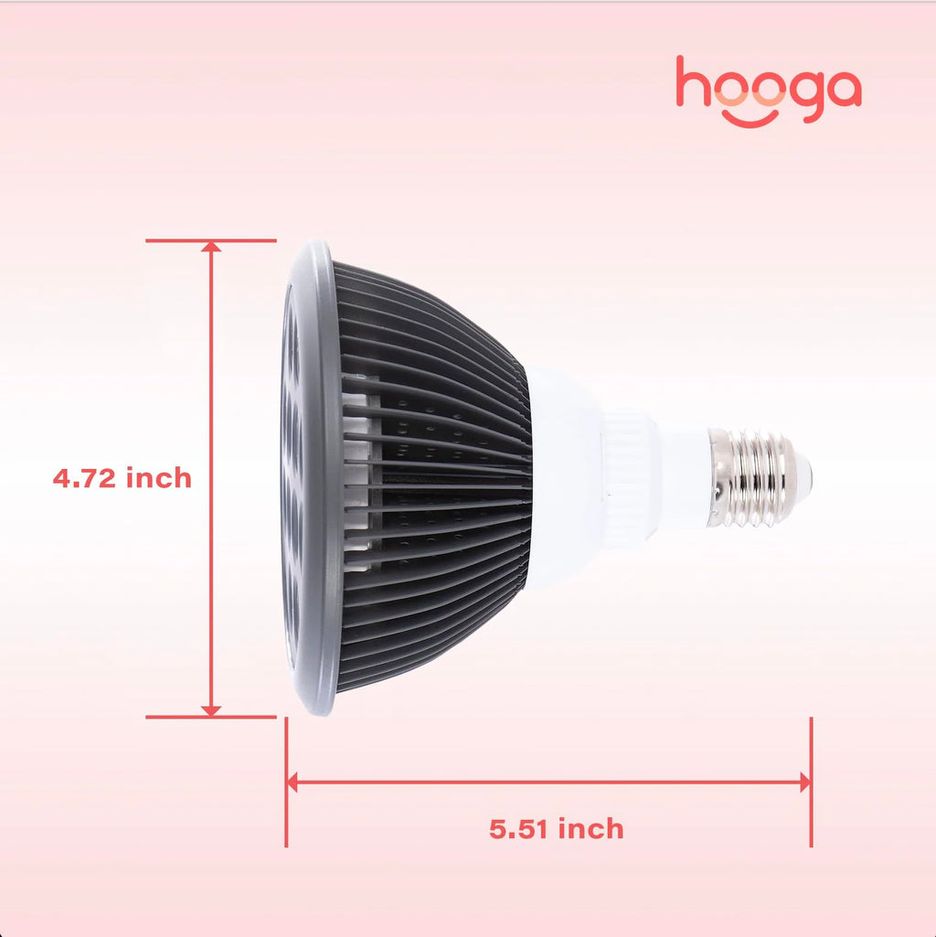 Side profile of the Hooga red light therapy lamp illustrating size.