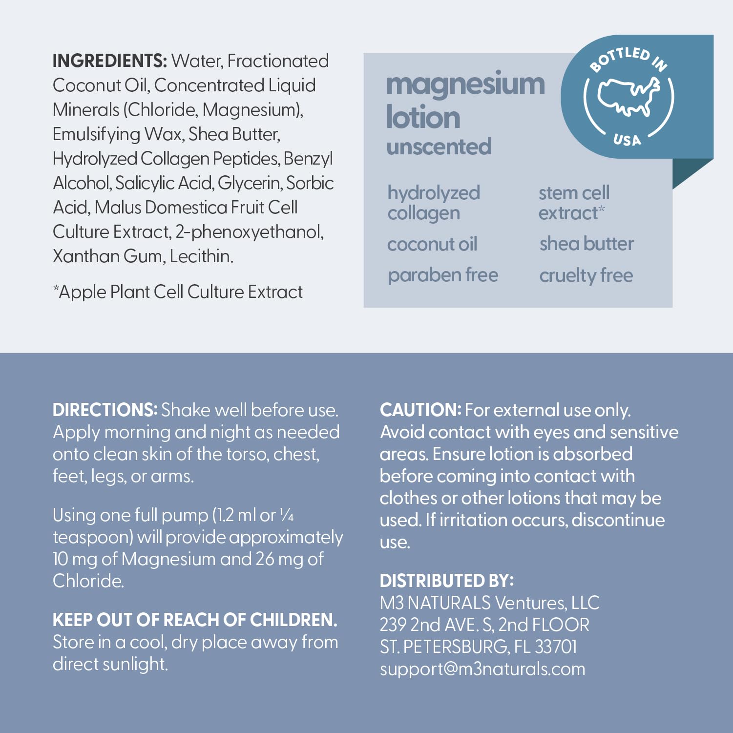 Texture and consistency of M3 Naturals unscented magnesium lotion