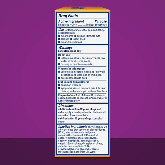 Gold Bond 4 percent lidocaine cream packaging back view showing ingredients