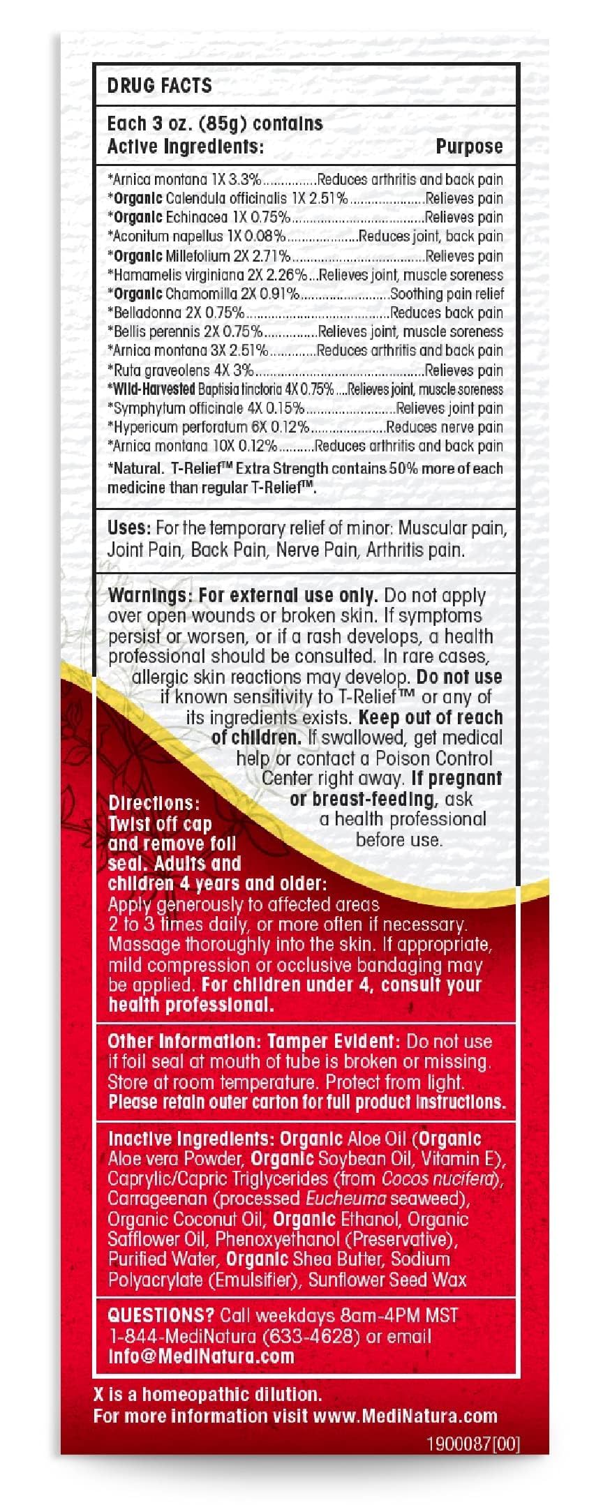 MediNatura T-Relief pain cream tube side profile