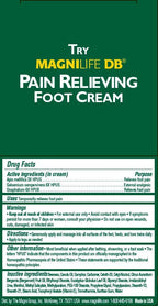 MagniLife DB Foot Cream jar next to product description