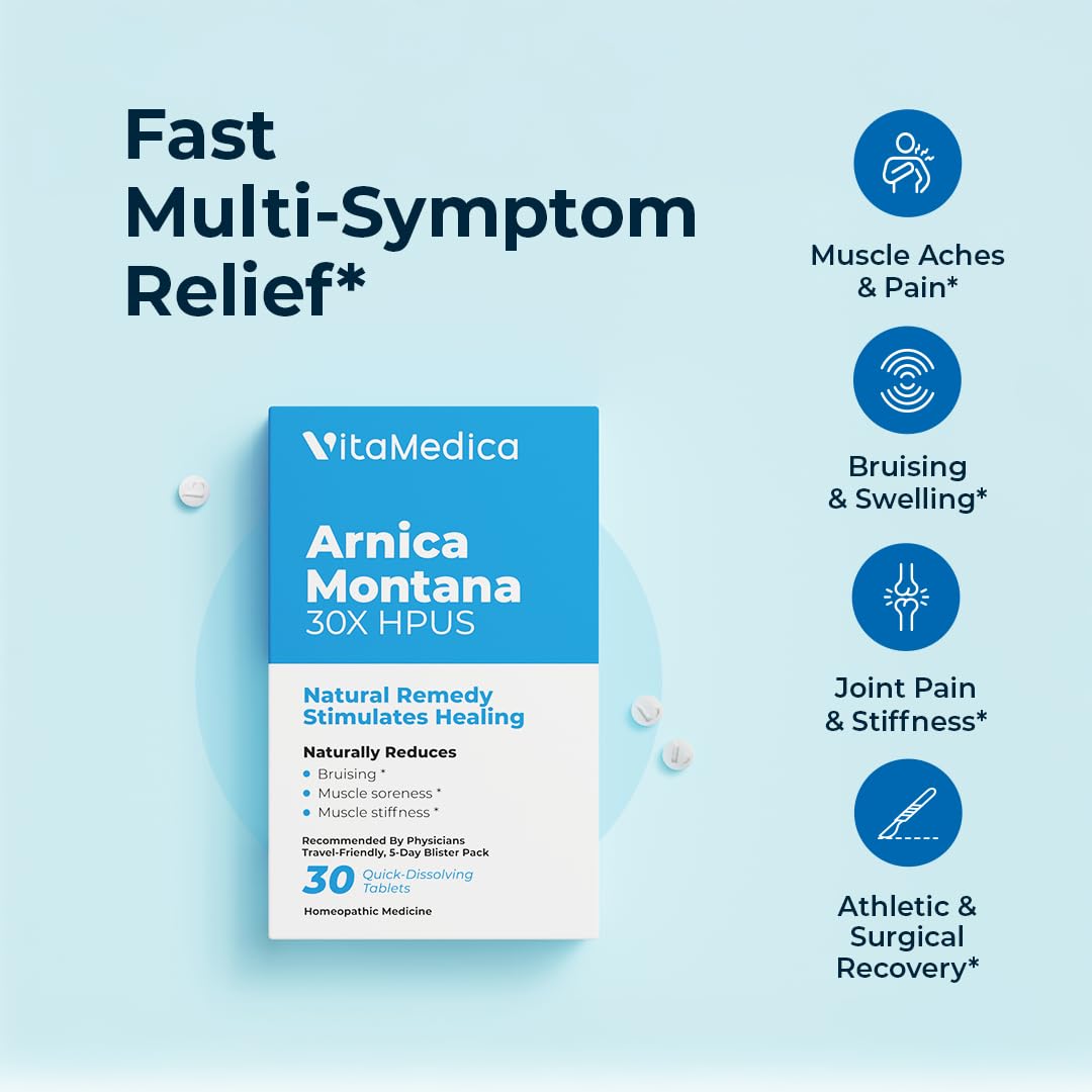 Five day recovery pack blister packaging of Vitamedica Arnica tablets