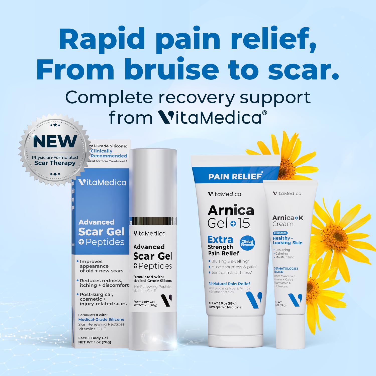 Top down view of VitaMedica homeopathic recovery tablets
