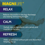 Back label of Magnilife Relaxing Leg Cream listing ingredients