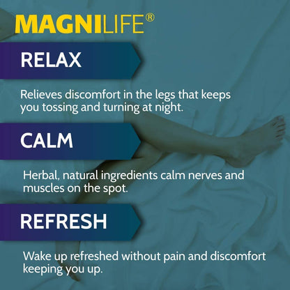 Back label of Magnilife Relaxing Leg Cream listing ingredients