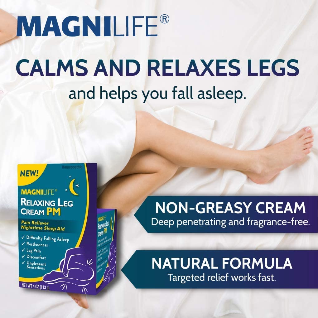 Magnilife Relaxing Leg Cream container texture and application