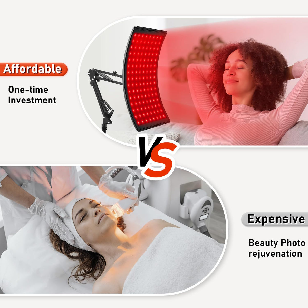 Viconor light therapy device positioned for facial care session